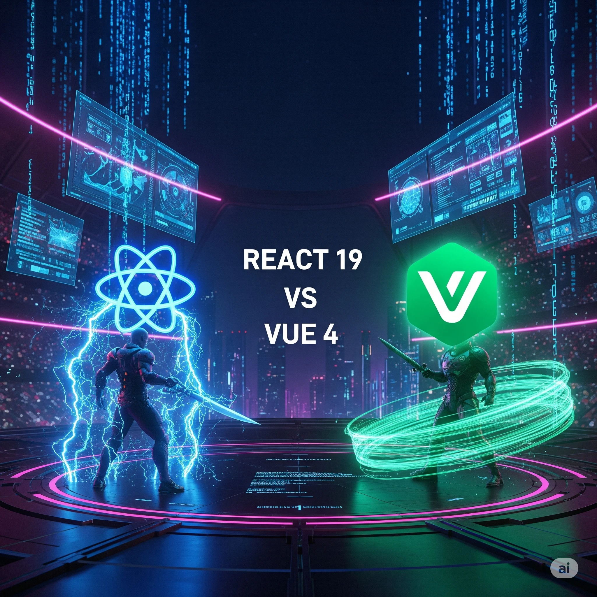Perbandingan React 19 vs Vue 4 - Fitur Baru yang Revolusioner
